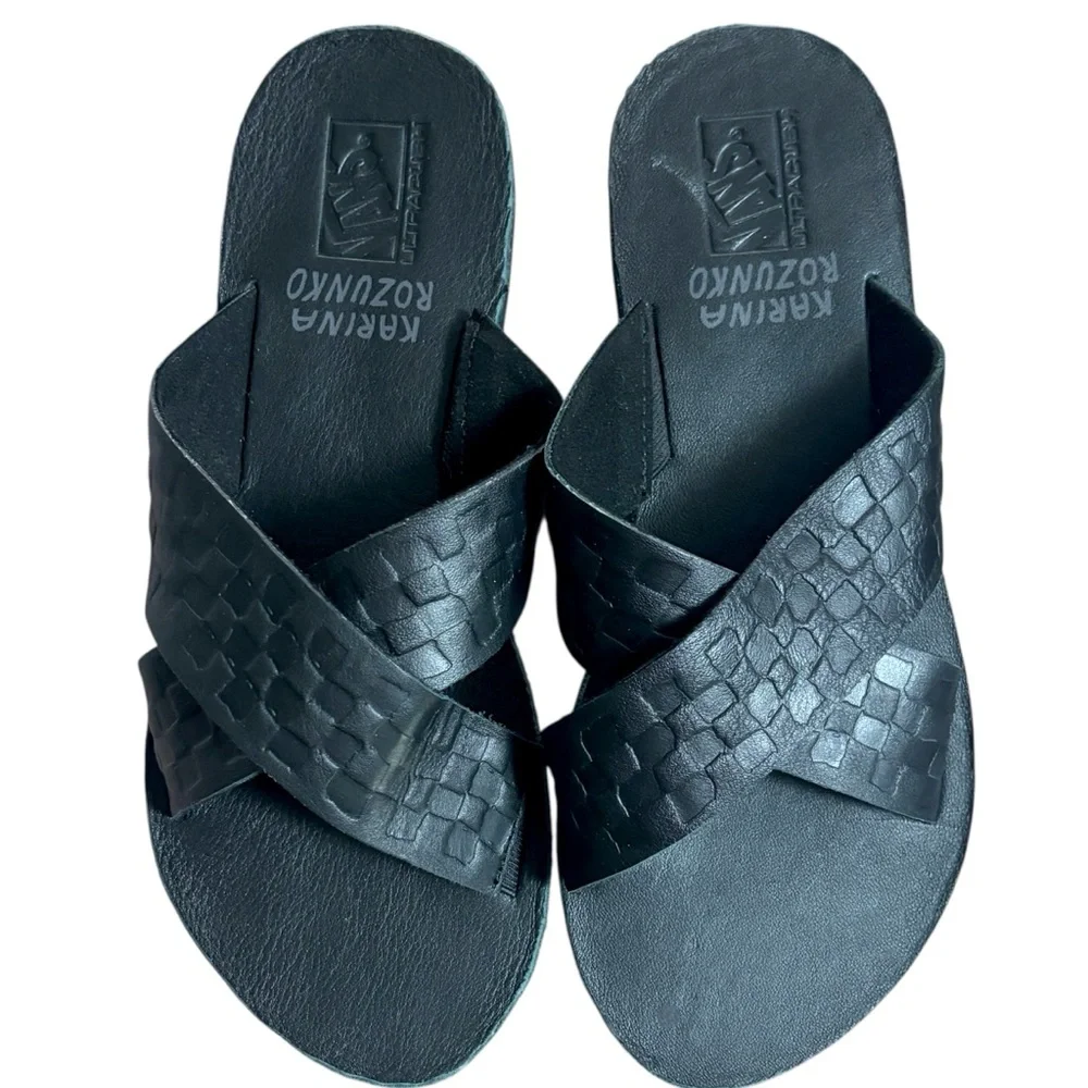 Vans Karina Rozunko UltraCush Mega Platform Leather Cross Strap Sandals 9